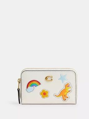 Coach Essential Small Zip Around Card Case With Sticker Print